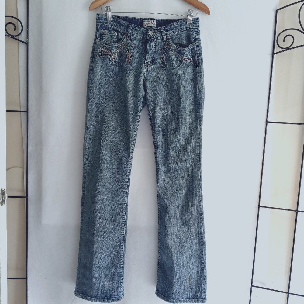 Bedazzled Acid Washed Blue Jeans by Jeans D Size 9